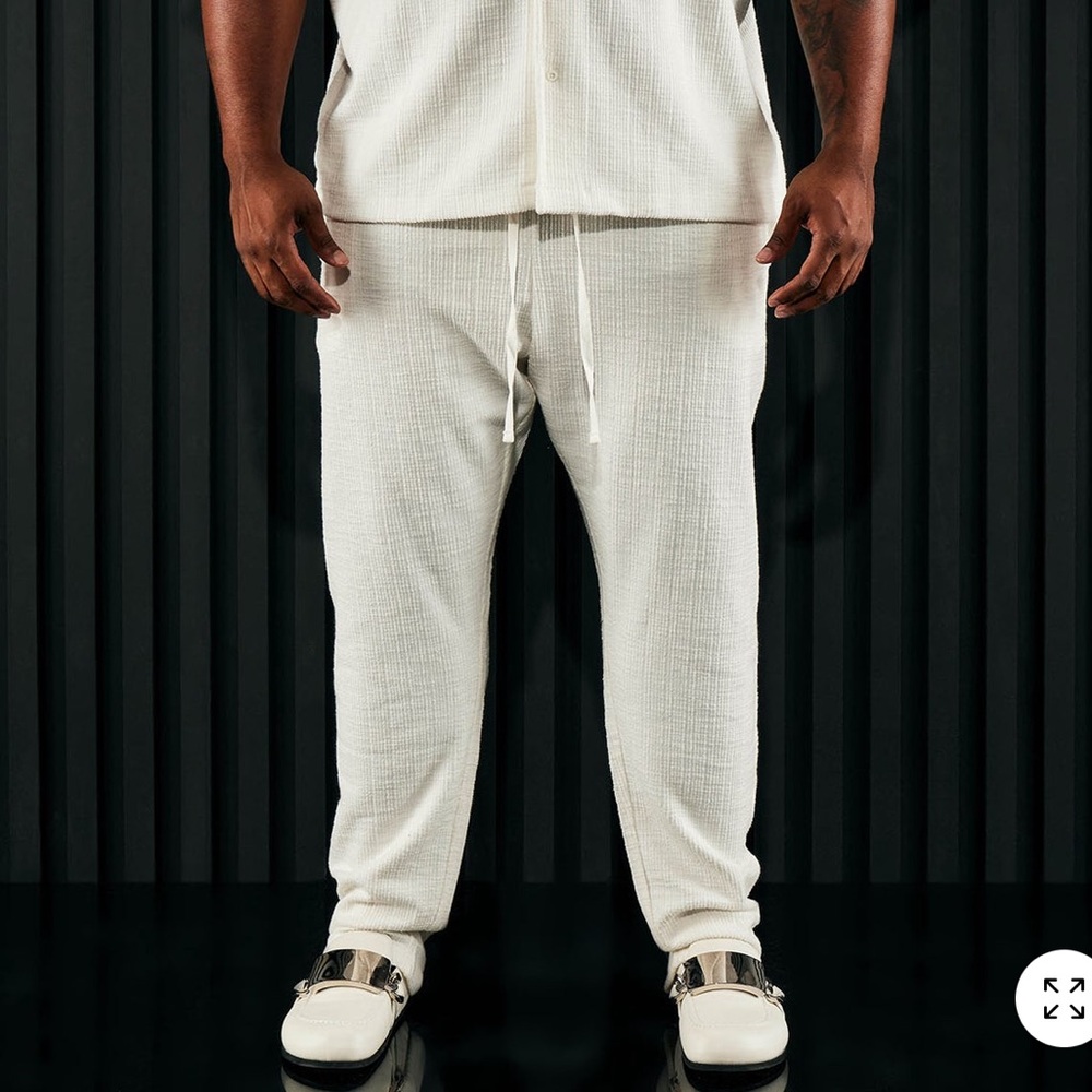 DEAN White Textured Slim Pants